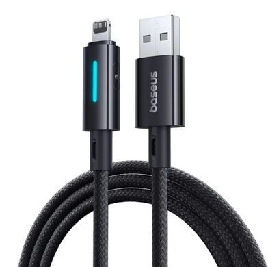 Кабель Baseus Lit Button-Control Fast Charging Type-A - Lightning (1m) 2.4A черный (P10379003121-00) 31760 фото