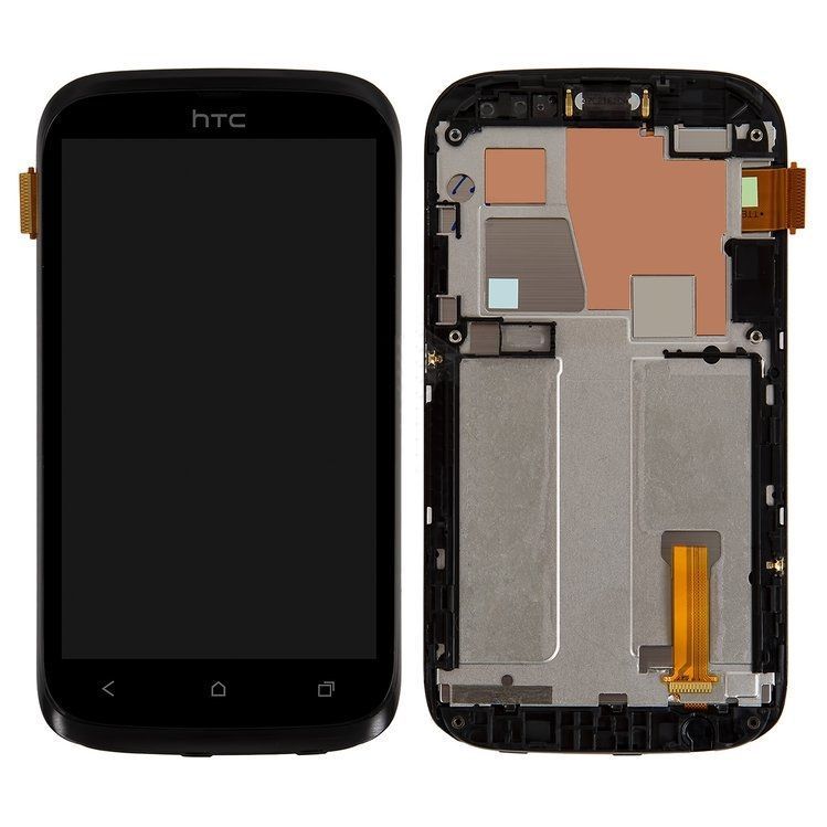 Дисплей HTC Desire V T328w черный с рамкой черного цвета 06103 фото