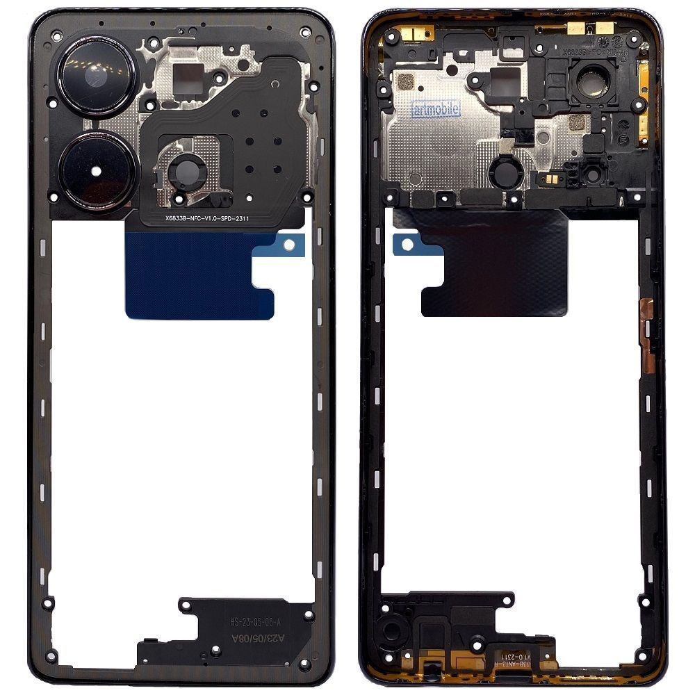 Рамка корпусу Infinix Note 30 X6833B, X6716B чорна, Obsidian Black зі склом камери 33569 фото