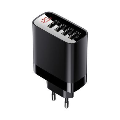 Мережевий зарядний пристрій Baseus Mirror Lake Digital Display Travel Charger 30W 4USB (CCJMHB-B01) чорний 20358 фото