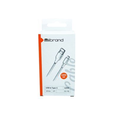 Кабель Mibrand MI-98 Type-A - Type-C 1m 120w білий 28017 фото