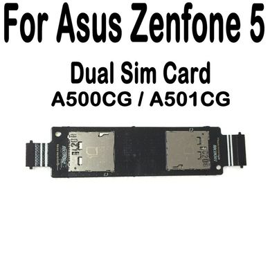 Разьем Sim-карты Asus ZenFone 5 A500CG, A501CG, T00J на шлейфе на две Sim-карты 06939 фото