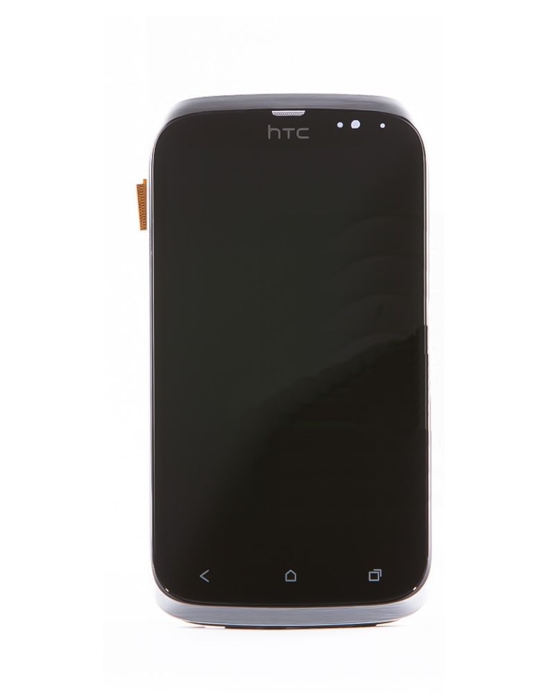 Дисплей HTC Desire V T328w черный с рамкой серебристого цвета 06104 фото