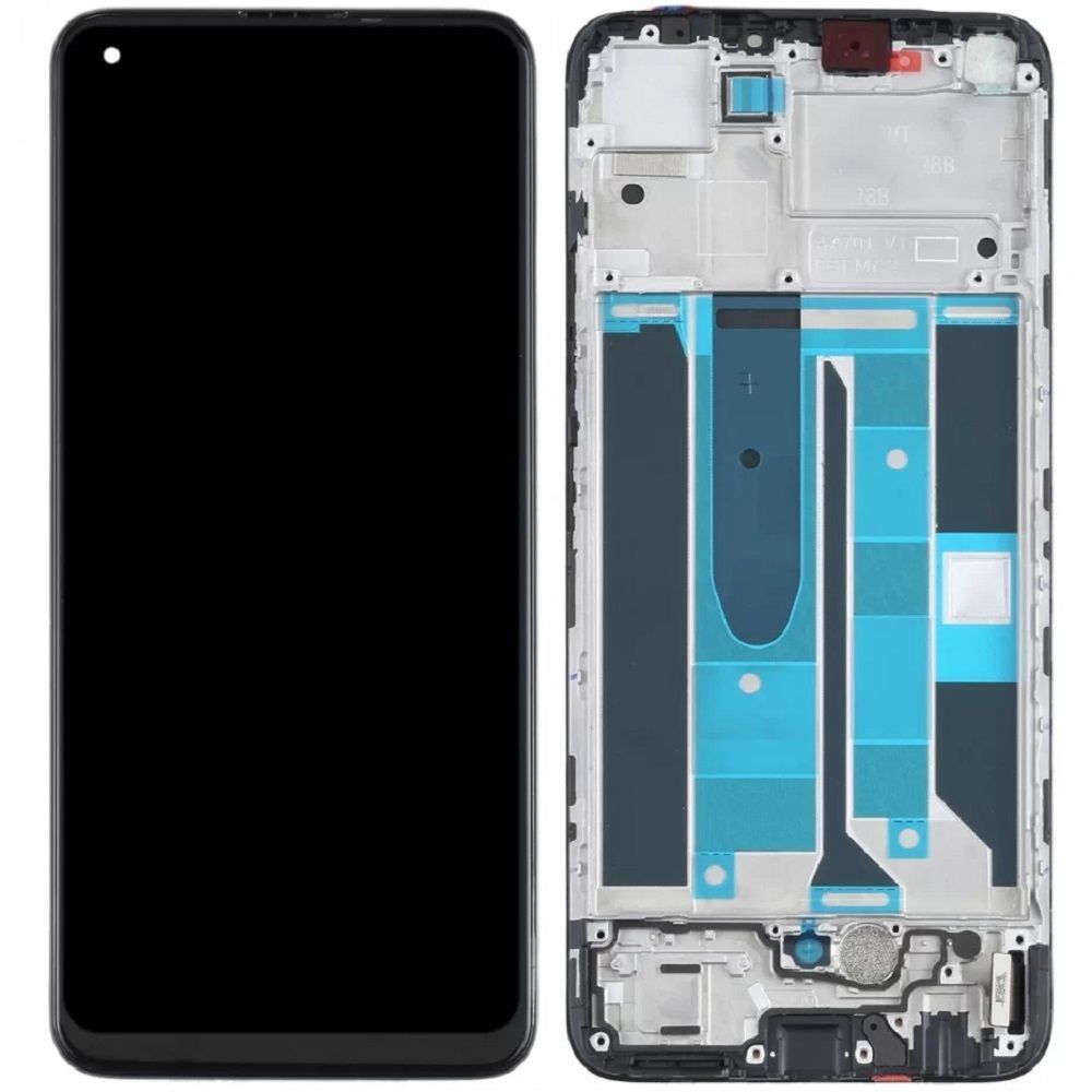 Дисплей для Realme 8 4G RMX3085, Realme 8 Pro с рамкой черный Amoled, Оригинал Китай 30021 фото