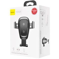 Автотримач з безпровідною зарядкою Baseus Wireless Charger Metal Gravity Car Mount (Air Outlet Version) 1.7A Qc3.0 (WXYL-B0A) сірий 20297 фото
