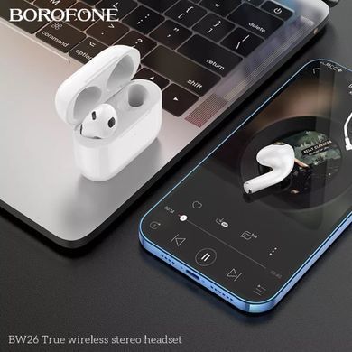 Бездротові навушники Bluetooth Borofone BW26 True Wireless Stereo білі 27576 фото