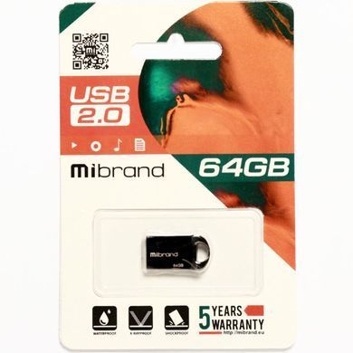 Флеш память Mibrand USB 2.0 Hawk 64Gb Black 26918 фото
