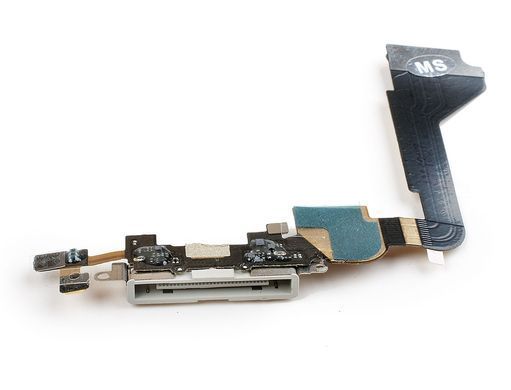 Шлейф для Apple iPhone 4 з розьємом зарядки і мікрофоном білий 05127 фото