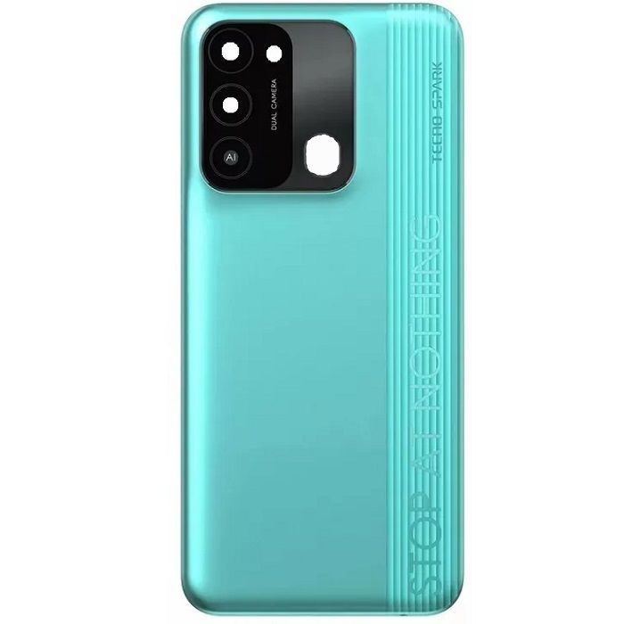 Задняя крышка для Tecno Spark Go 2022 (KG5m) зеленая Turquoise Cyan со стеклом камеры 29922 фото