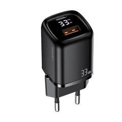 Сетевое зарядное устройство Usams Digital Display CC152 T46 USB, Type-C, 33W Black 26713 фото
