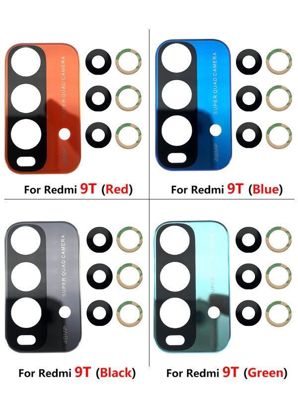 Скло камери для Xiaomi Redmi 9T (комплект 3 шт.) із чорною рамкою 25647 фото