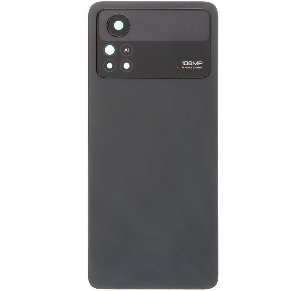 Задняя крышка для Xiaomi Poco X4 Pro 2201116PG черная со стеклом камеры Laser Black Оригинал Китай 32469 фото
