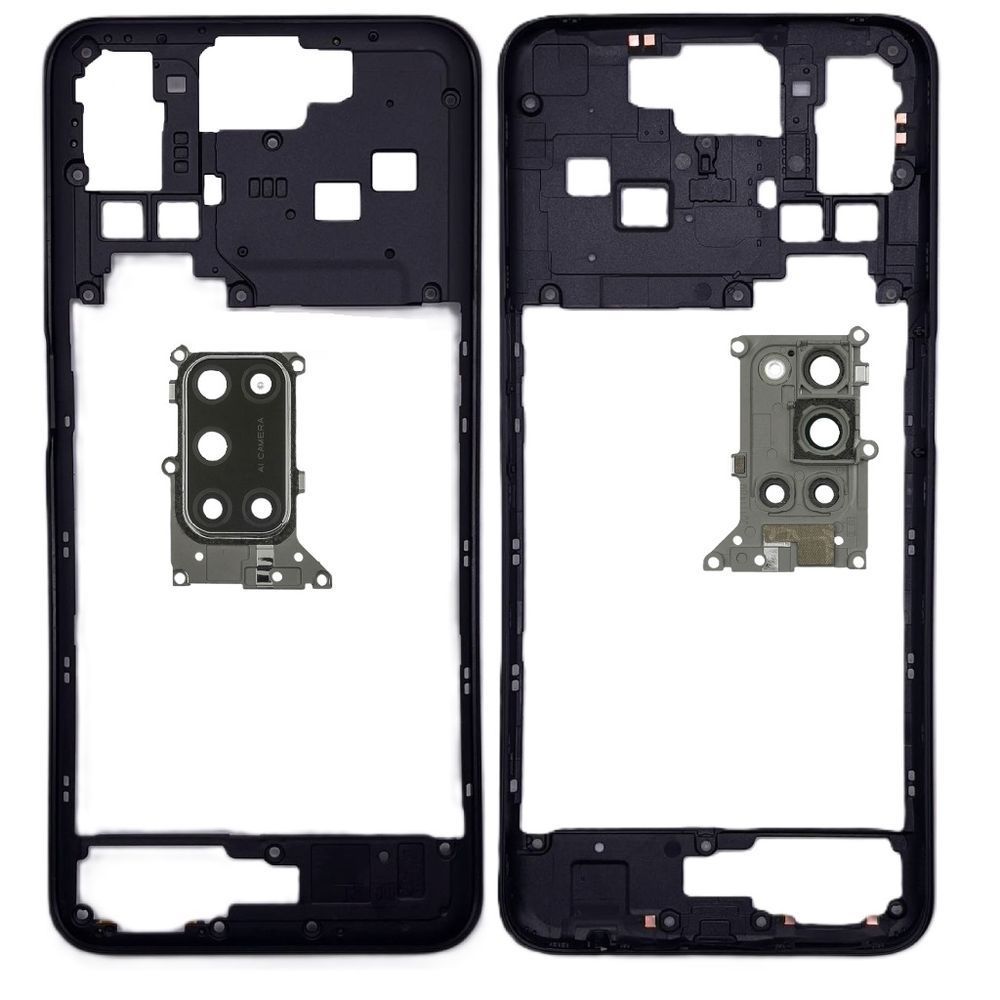 Рамка корпусу Oppo A52 CPH2061, A72 CPH2067, A92 CPH2059 чорна, Twilight Black зі склом камери 33623 фото