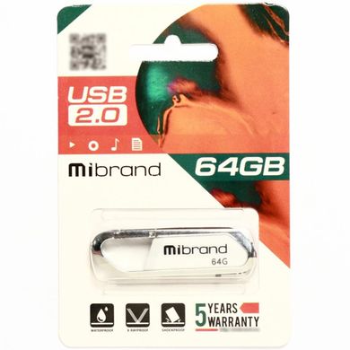 Флеш память Mibrand USB 2.0 Aligator 64Gb White 26919 фото