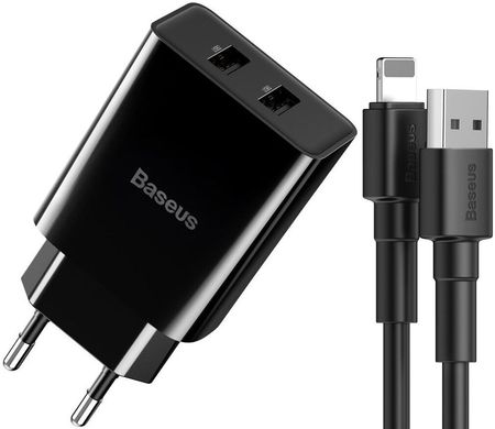 Сетевое зарядное устройство Baseus Speed Mini 2USB 10.5W Lightning Cable черный (TZCCFS-R01) 26601 фото