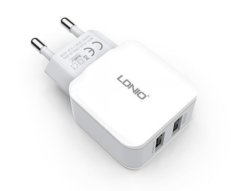 Сетевое зарядное устройство LDNIO A2202 2 USB + провод Lightining (2.4A) 08203 фото