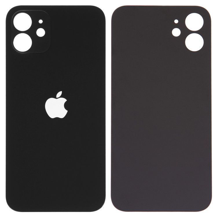 Задняя крышка для Apple iPhone 12 черная, с большим отверстием под камеру 32520 фото