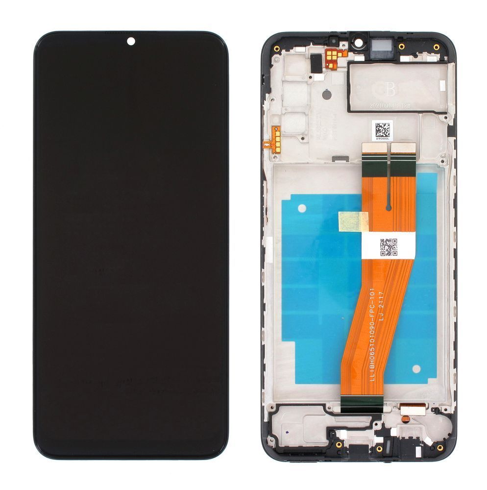 Дисплей для Samsung A037 Galaxy A03s із рамкою чорний з жовтим шлейфом (GH81-21232A) Оригінал 28297 фото