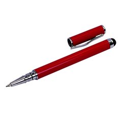 Стилус емкостный, с шариковой ручкой, металлический, красный 21789 фото