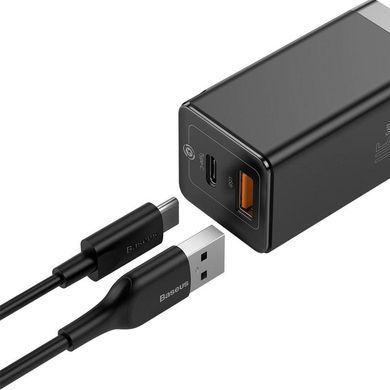Сетевое зарядное устройство Baseus GaN Mini Quick Charger 45W USB+Type-C 5A +Type-C Cable (CCGAN-Q01) Black 21144 фото