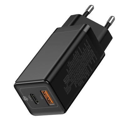 Сетевое зарядное устройство Baseus GaN Mini Quick Charger 45W USB+Type-C 5A +Type-C Cable (CCGAN-Q01) Black 21144 фото