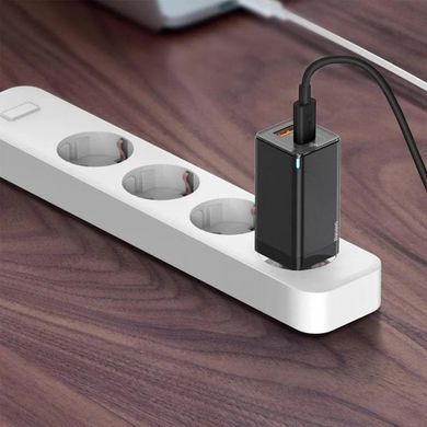 Сетевое зарядное устройство Baseus GaN Mini Quick Charger 45W USB+Type-C 5A +Type-C Cable (CCGAN-Q01) Black 21144 фото