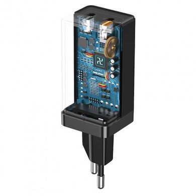 Сетевое зарядное устройство Baseus GaN Mini Quick Charger 45W USB+Type-C 5A +Type-C Cable (CCGAN-Q01) Black 21144 фото