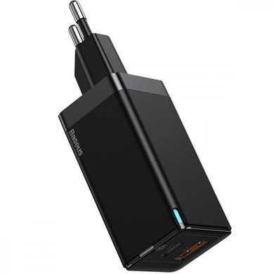 Сетевое зарядное устройство Baseus GaN Mini Quick Charger 45W USB+Type-C 5A +Type-C Cable (CCGAN-Q01) Black 21144 фото