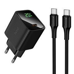 Сетевое зарядное устройство Hoco CS82A Excellent single port PD20W с дисплеем черный, в комплекте кабель Type-C 32978 фото