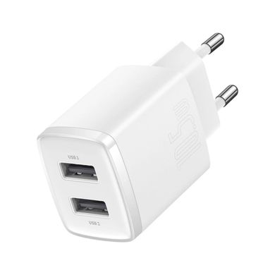 Зарядний пристрій Baseus Compact Charger 10.5W (2-USB) (CCXJ010202) білий 27965 фото