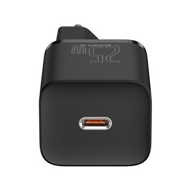 Мережевий зарядний пристрій Baseus Super Si Quick Charger 25W (1Type-C) with Cable type-C to type-C (TZCCSUP-L01) чорний 26764 фото