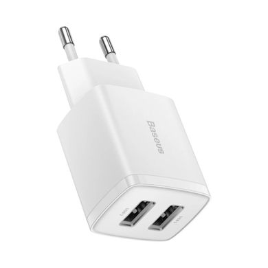 Зарядний пристрій Baseus Compact Charger 10.5W (2-USB) (CCXJ010202) білий 27965 фото