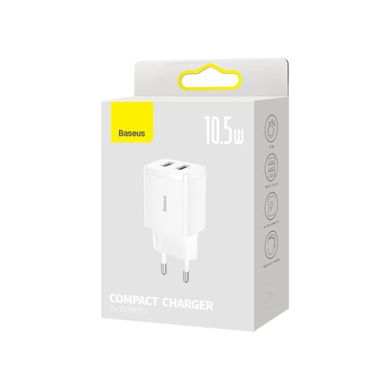 Сетевое зарядное устройство Baseus Compact Charger 10.5W (2-USB) (CCXJ010202) белый 27965 фото