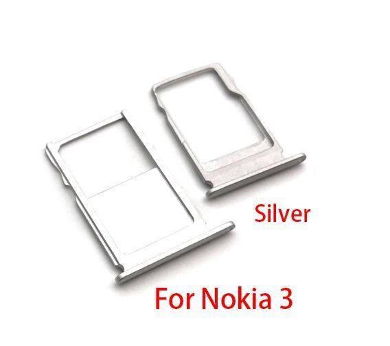 Держатель Sim-карты и карты памяти Nokia 3 TA-1020, серебристый, Silver White, на 1 Sim-карту, комплект 2 шт. 16600 фото