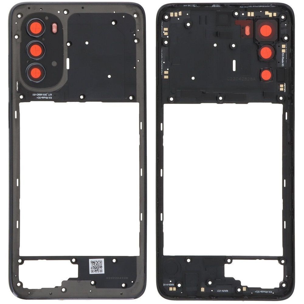Рамка корпусу Motorola XT2225 Moto G82 сіра, Meteorite Gray зі склом камери 33580 фото
