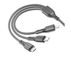 Кабель Borofone BX66 3в1 Type-A - Type-C-Micro-Lightning 1м 2.4A черный 25998 фото