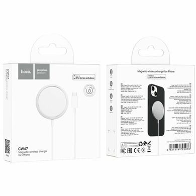 Бездротовий зарядний пристрій Hoco CW47 Original series 15W magnetic wireless fast charger білий 28754 фото