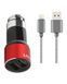 Автомобильное зарядное устройство LDNIO DL-C303 (2 USB, 3.6 A, + кабель Lightining) Red 08204 фото 1